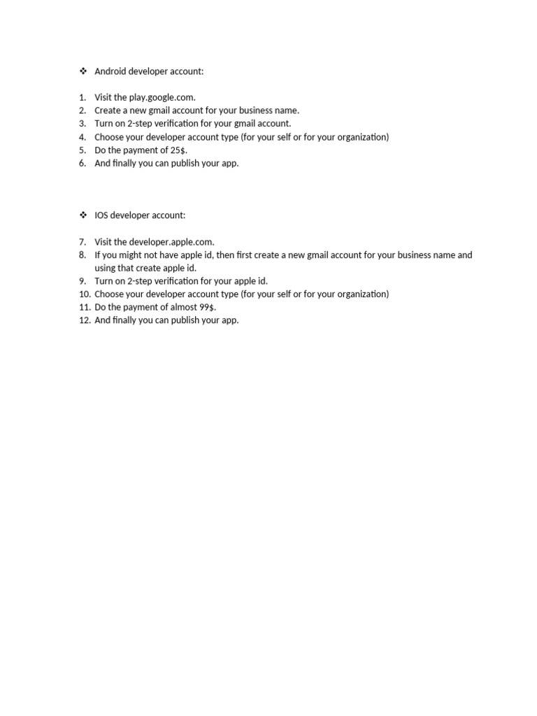 Create Android & iOS Developer Accounts | PDF
