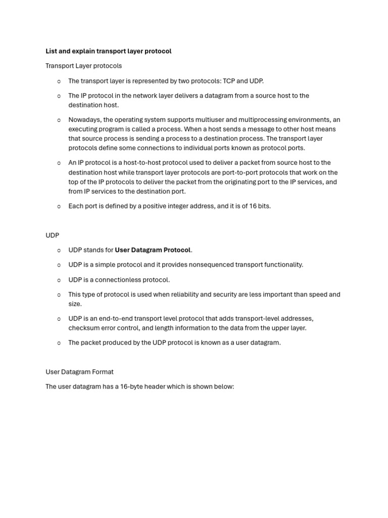 Overview of TCP and UDP Protocols | PDF | Transmission Control Protocol ...