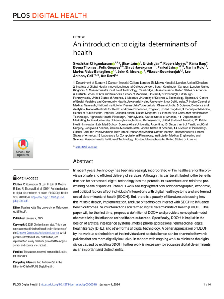 Understanding Digital Determinants of Health | PDF | Artificial ...