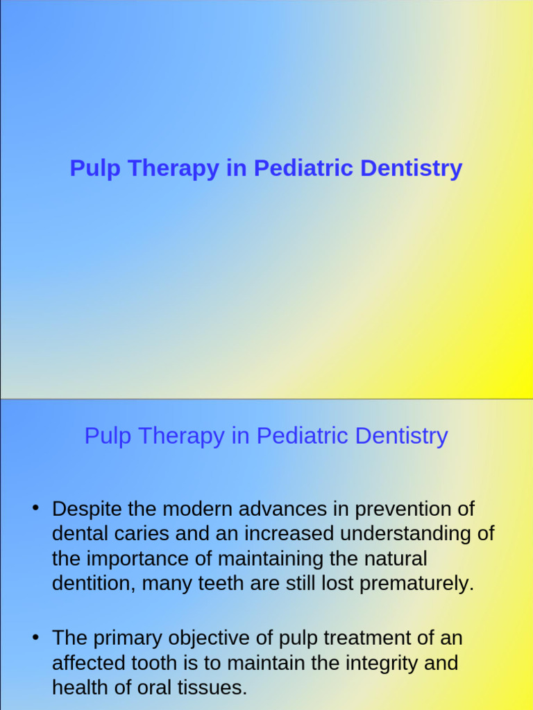 Pediatric Pulp Therapy Techniques | PDF | Human Tooth | Dental Anatomy