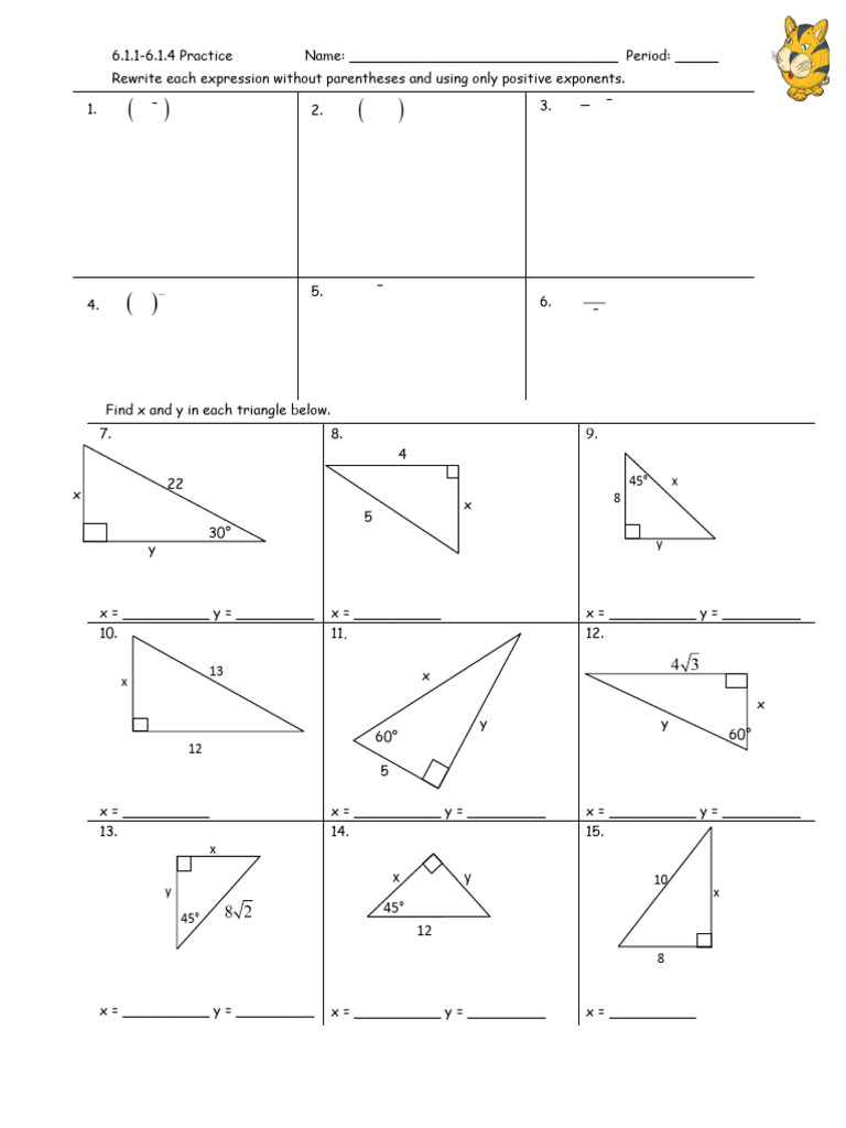Algebra and Geometry Practice Worksheet | PDF