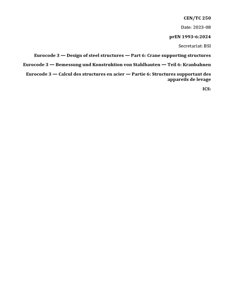prEN 1993-6 | PDF | Bending | Structural Steel