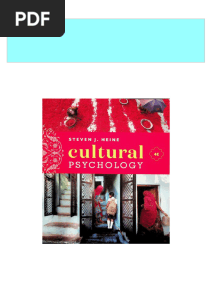 Cultural Psychology 4th Edition Steven J. Heine All Chapters Instant Download