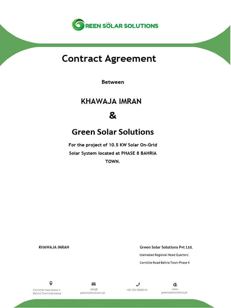 Contract for 10.5 KW Solar System | PDF | Solar Panel | Photovoltaics