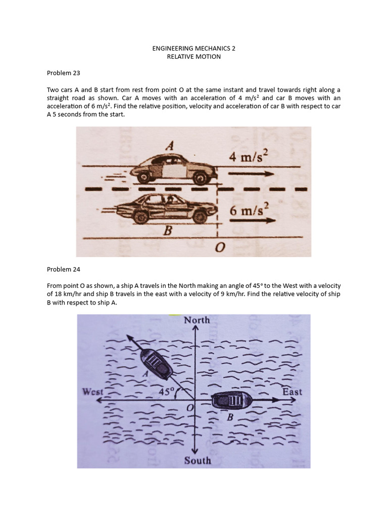 Engineering Mechanics 2 Relative Motion Problem Set | PDF