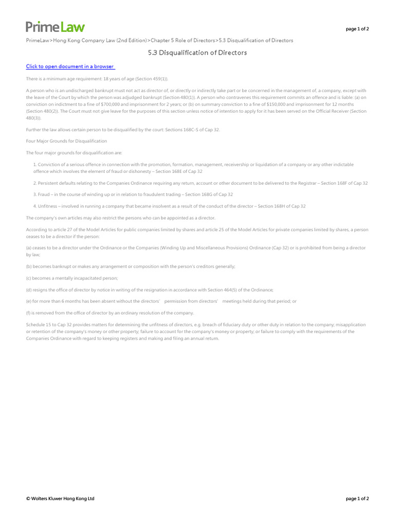 Grounds for Disqualification of Directors | PDF | Bankruptcy | Liquidation