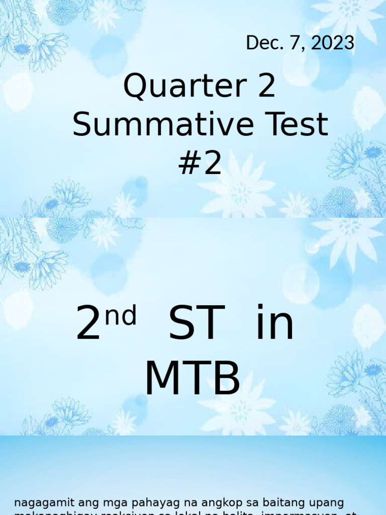 Quarter 2 Summative Test #2 | PDF