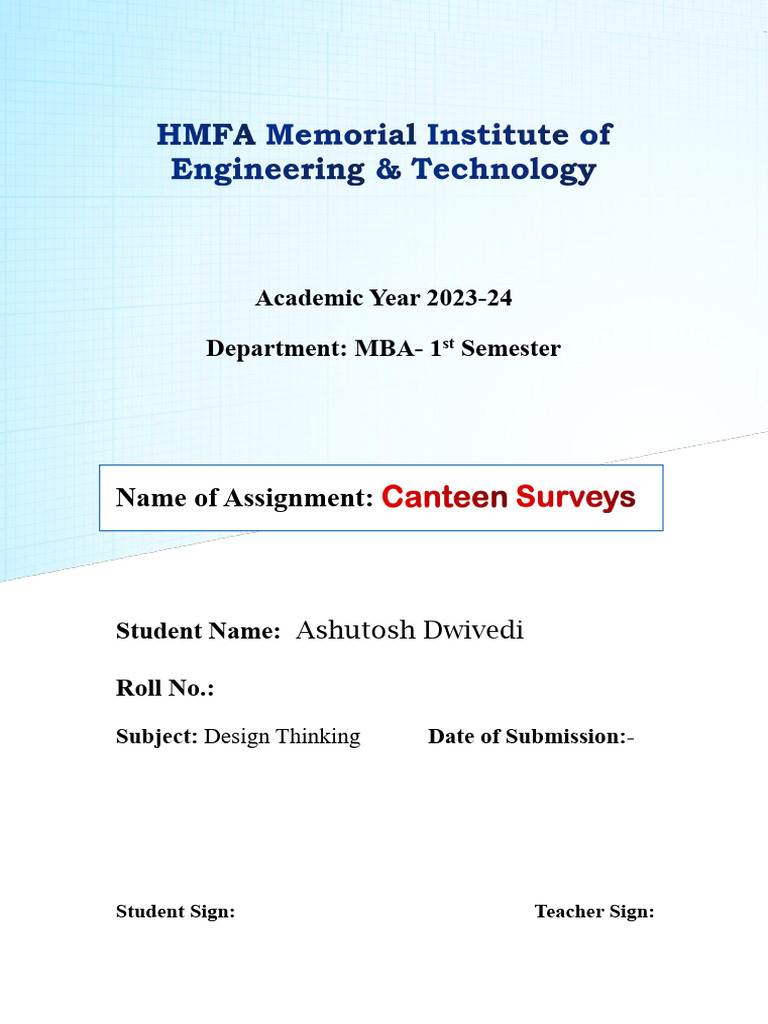 Canteen Survey Finalproject | PDF | Evaluation | Project Management