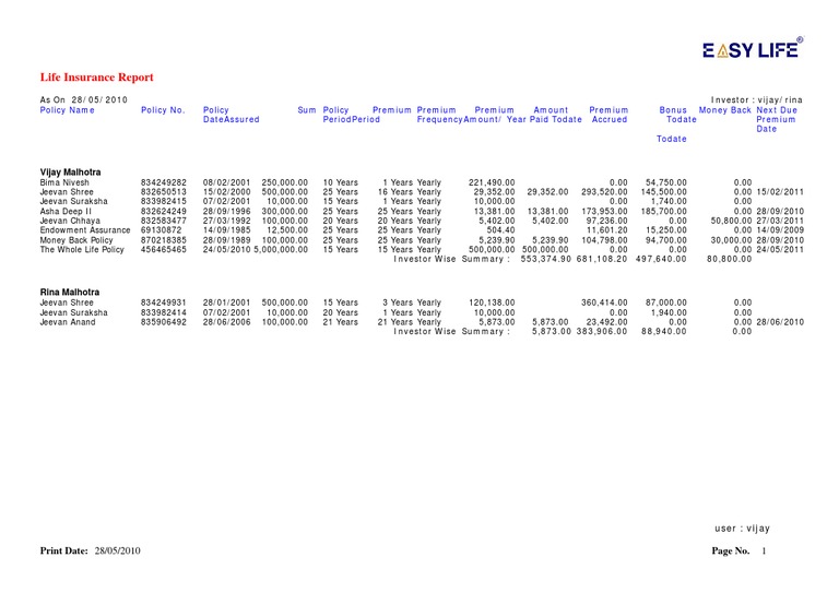 Life Insurance Summary Report | PDF | Business | Social Science