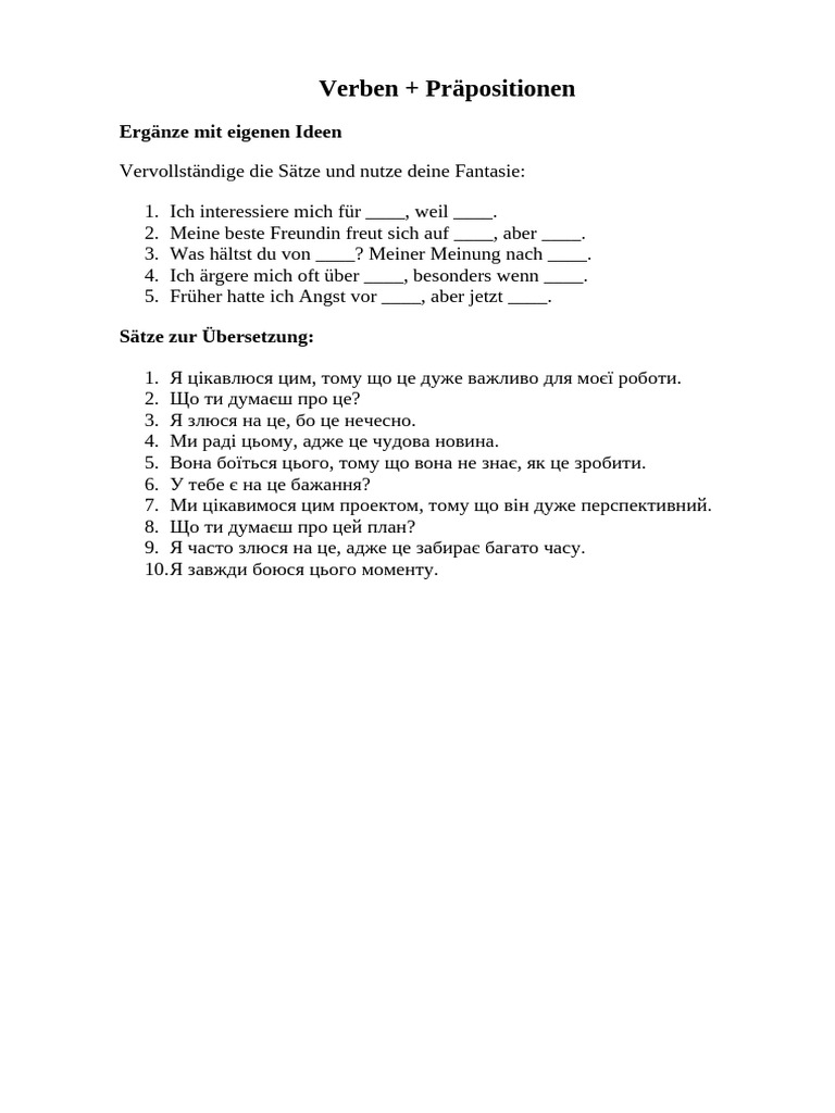 Verben + PR | PDF