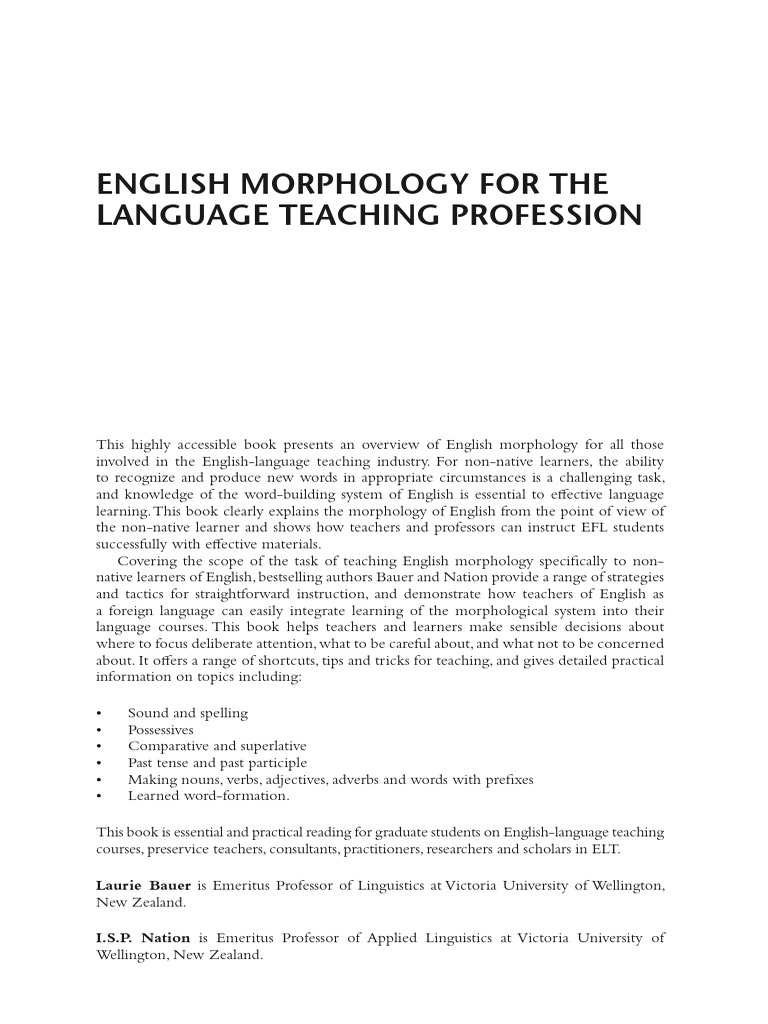 English Morphology for Language Teaching | PDF | Adjective | Verb