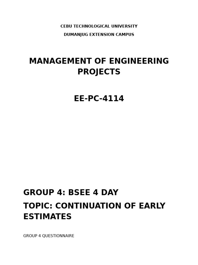 Ee PC 4114 Group 4 Questionnaire | PDF | Risk | Sensitivity Analysis