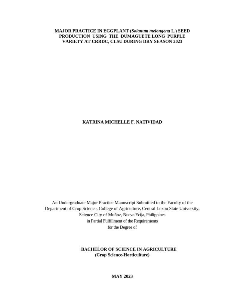 Final 1 TITLE-ABSTRACT EDITING | PDF | Seed | Eggplant