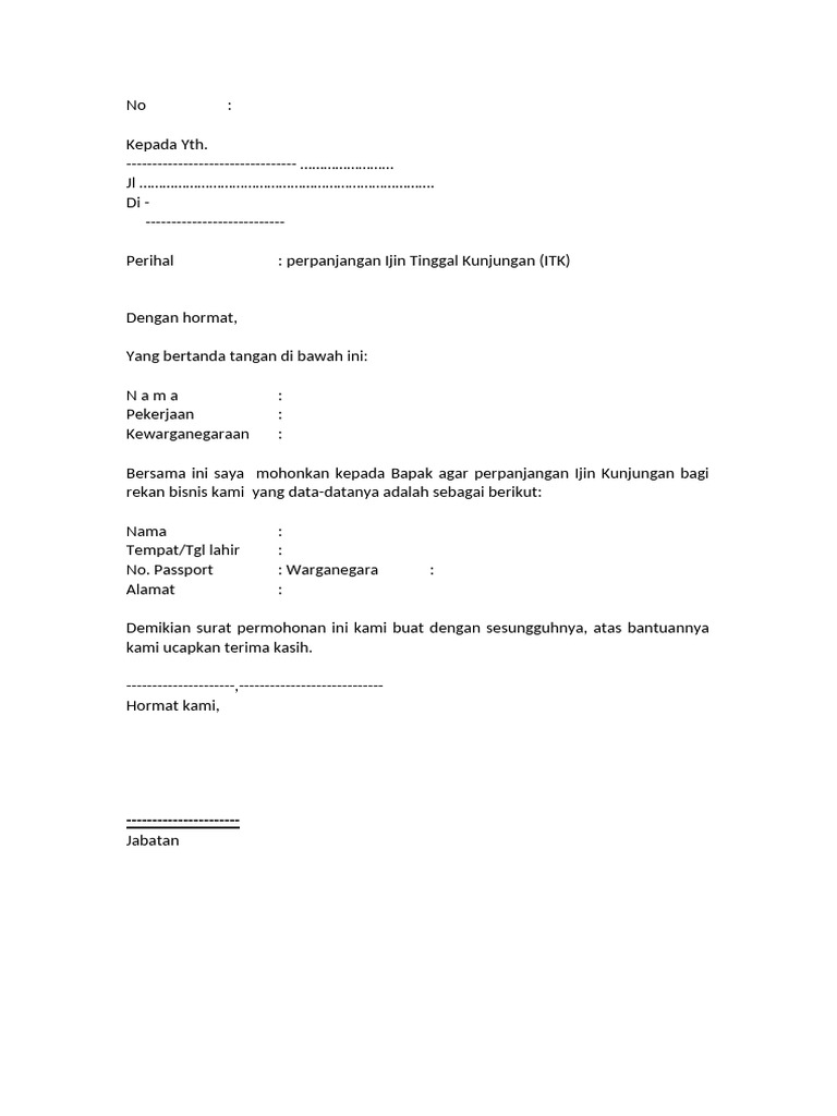Permohonan Perpanjangan Visa Kunjungan | PDF
