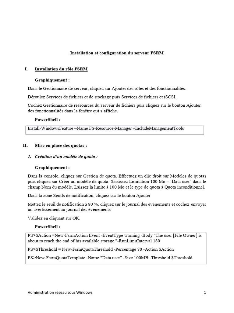 Configuration FSRM sous Windows | PDF | Fichier informatique ...