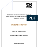 Policy Advocacy and Engagement Post Training Evaluation Report for OSIWA Grantees, Senegal (August, 2011)