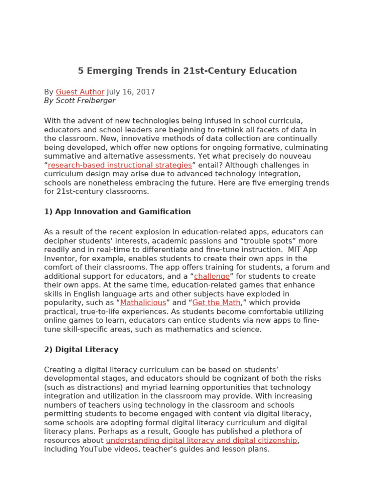 5 Trends Shaping 21st-Century Education | PDF | Teachers | Libraries