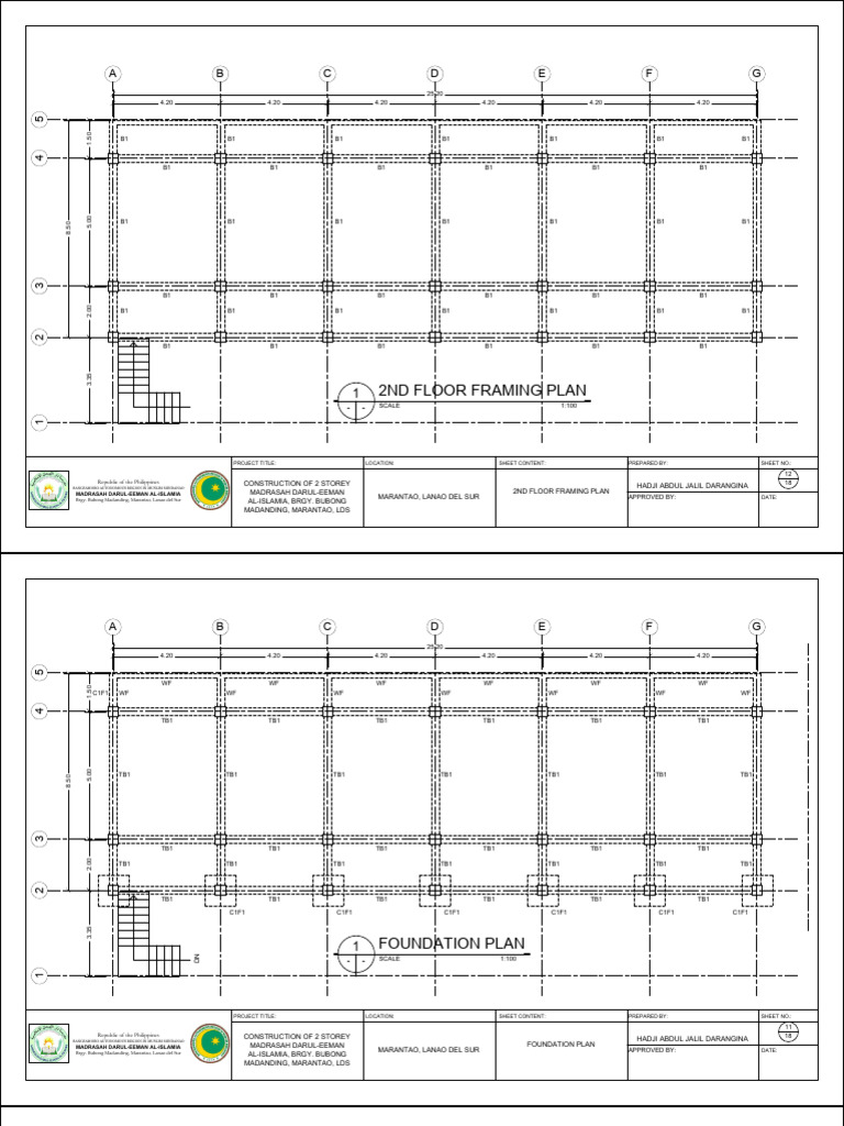 A B C D E F G: 2Nd Floor Framing Plan | PDF