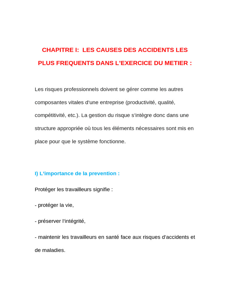 Prévention des Accidents au Travail | PDF | Risque | Gestion des risques