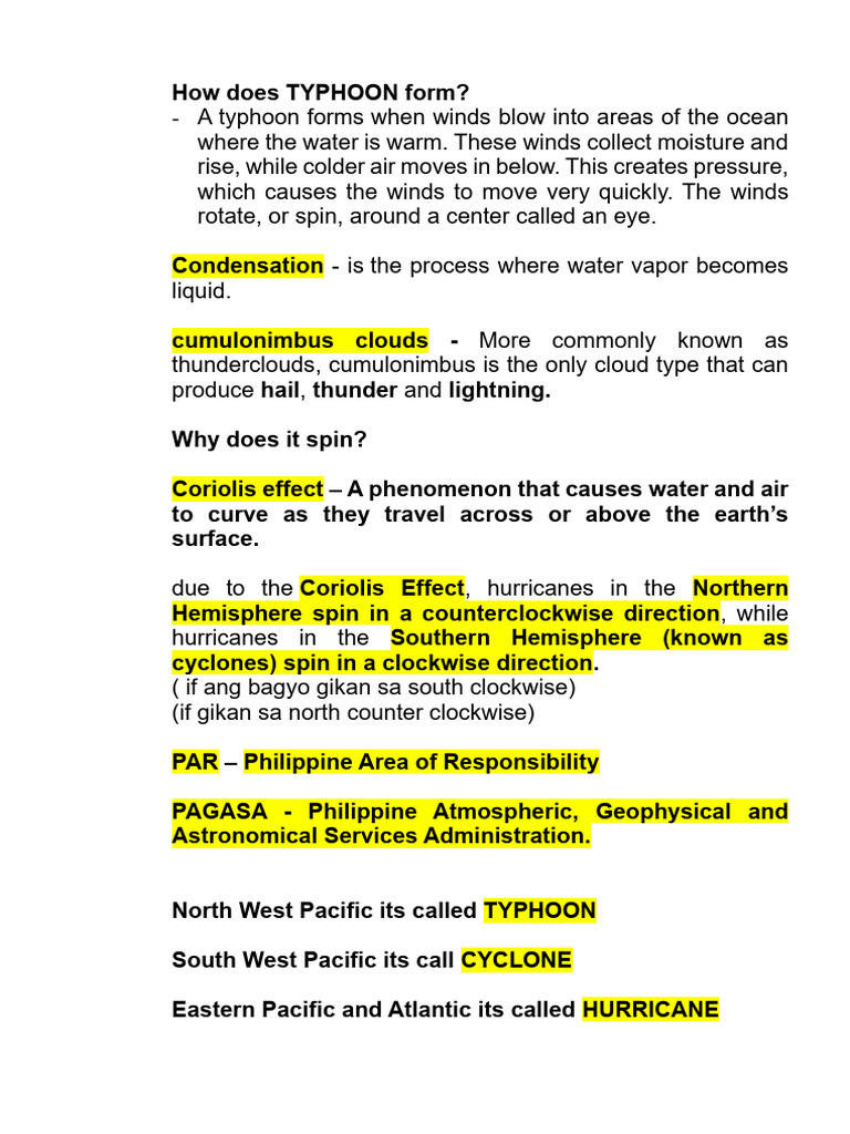 Typhoon Formation and Safety Protocols | PDF | Climate Change | Water ...