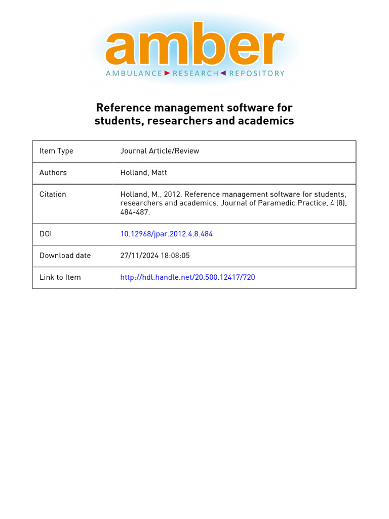 Reference Management Software Guide | PDF | Pub Med | World Wide Web