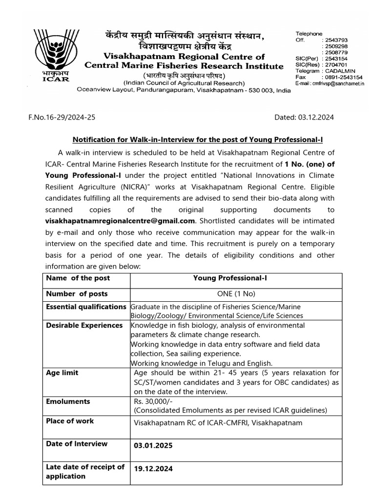 Walk-in Interview for Young Professional-I | PDF