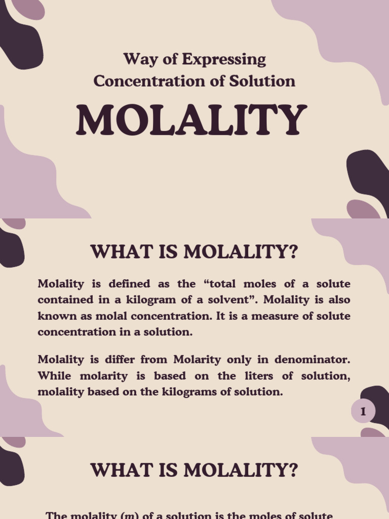 Understanding Molality in Solutions | PDF | Concentration | Chemistry