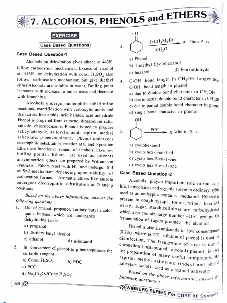 Alcohols, Phenols, and Ethers Overview | PDF | Ether | Alkene