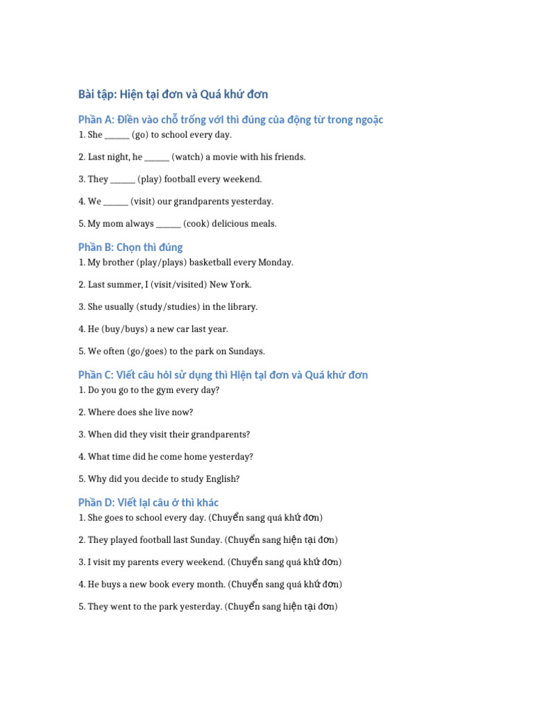 Bai tap thi hien tai don va qua khu don pdf