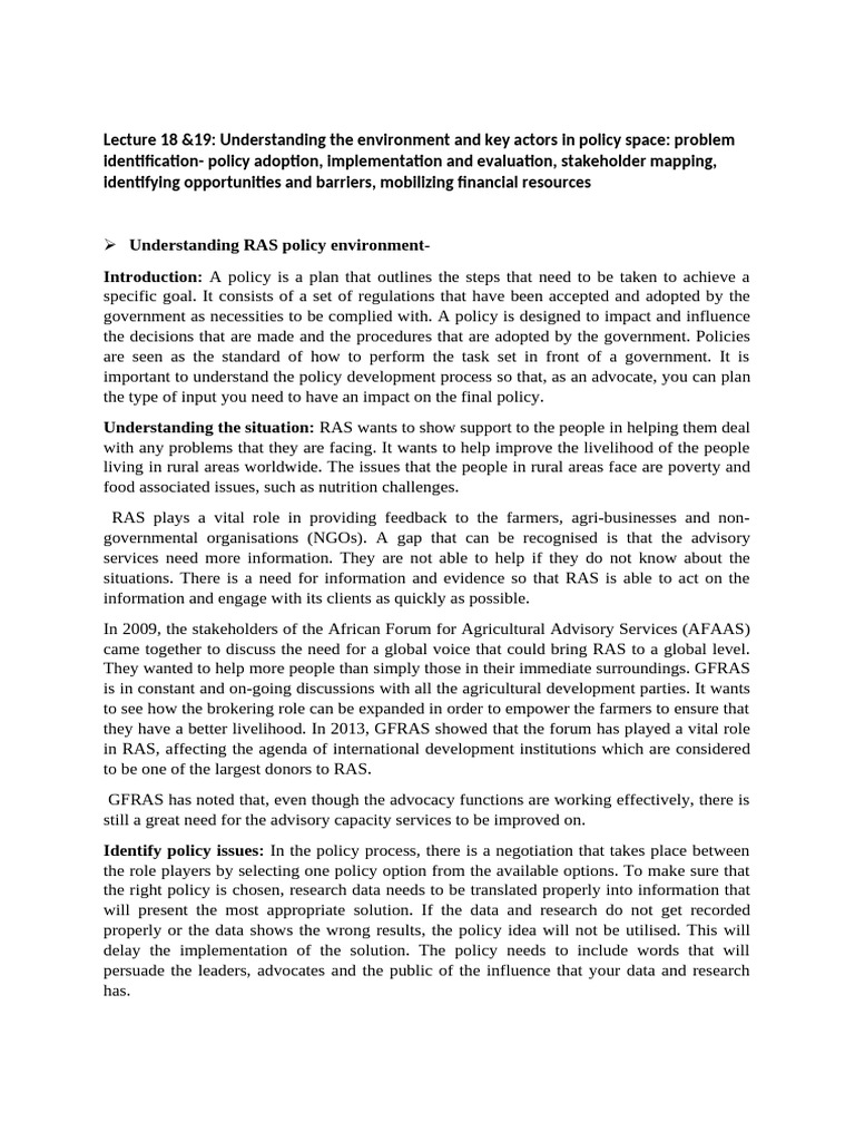 Policy Development in Rural Advisory Services | PDF | Policy | Evaluation