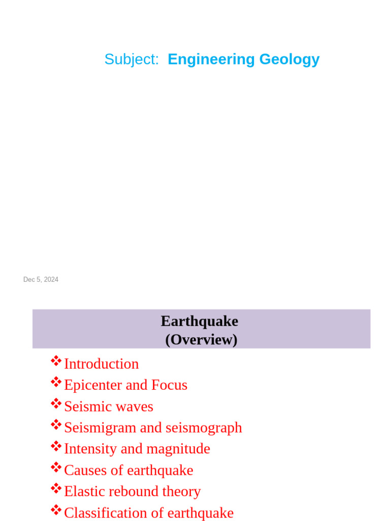 Earthquake Overview and Engineering Insights | PDF | Earthquakes ...