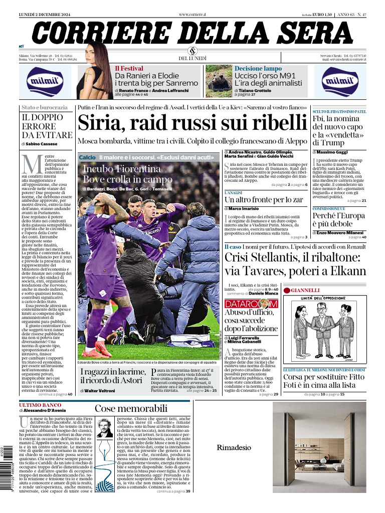 Corriere Della Sera 02 Dicembre 2024 | PDF