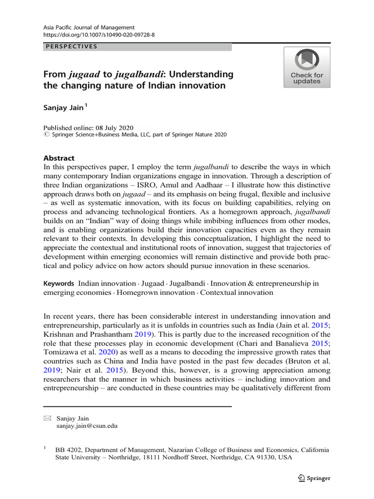 Jugaad Innovation in Indian Context | PDF | Biometrics | Innovation