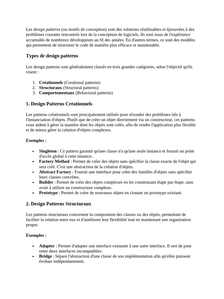 Introduction aux Design Patterns en Java | PDF | Patron de conception ...