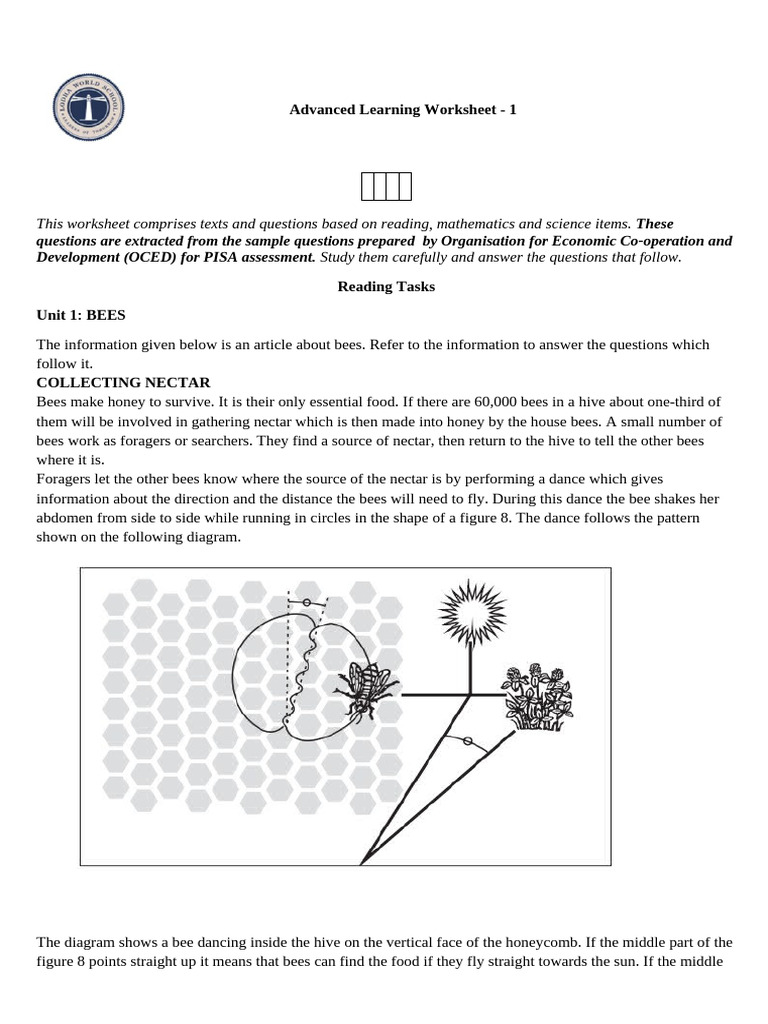 Advanced Learning Worksheet on Bees, Labour, and Exports | PDF | Honey ...