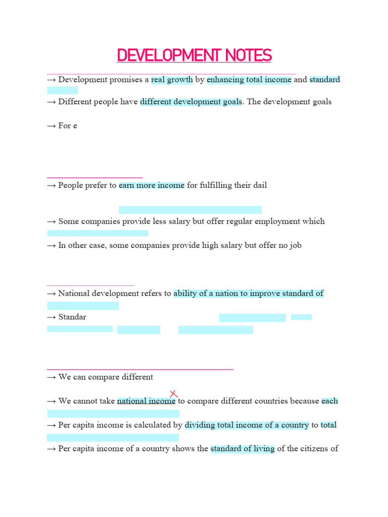 DEVELOPMENT NOTES | PDF | Income | Literacy