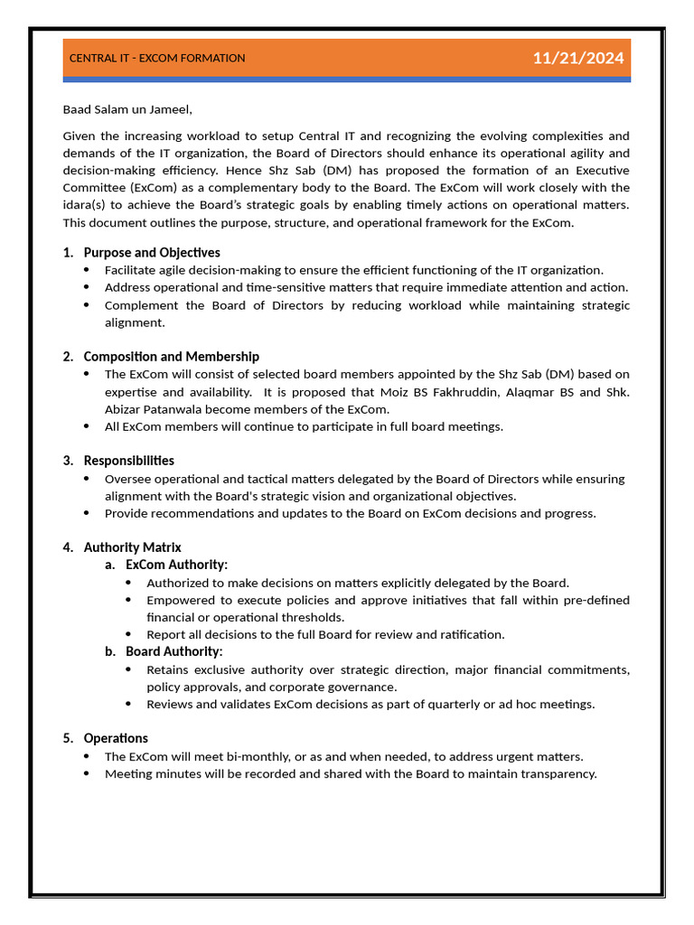Central It - Excom Formation | PDF | Conflict Resolution | Board Of ...