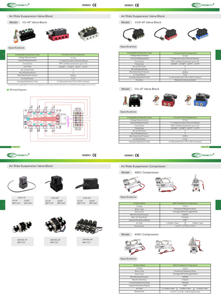 VU-4F Air Ride Valve Specifications | PDF | Valve | Electric Motor
