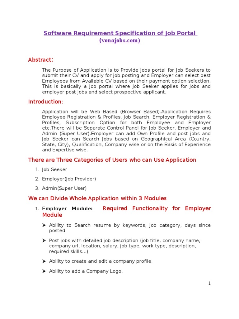 Job Portal Requirements Overview | PDF | Résumé | Employment