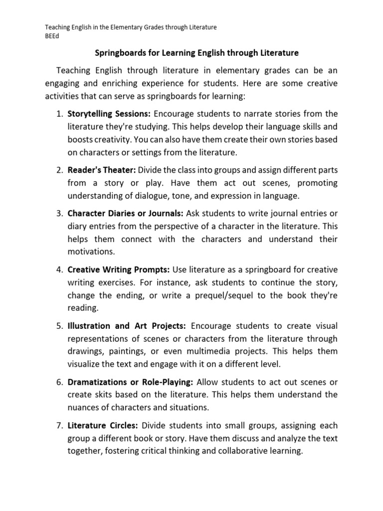 Springboards-for-Learning-English-through-Literature | PDF | Reading ...