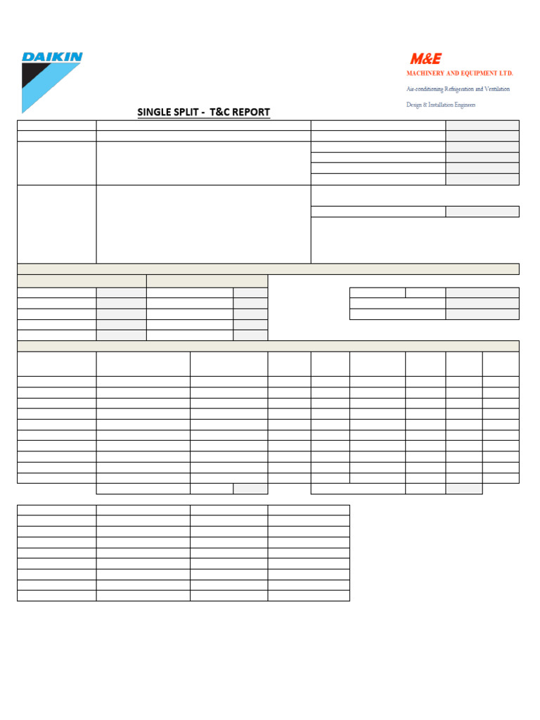 Daikin LC Air Conditioning Commissioning Report | PDF | Air ...