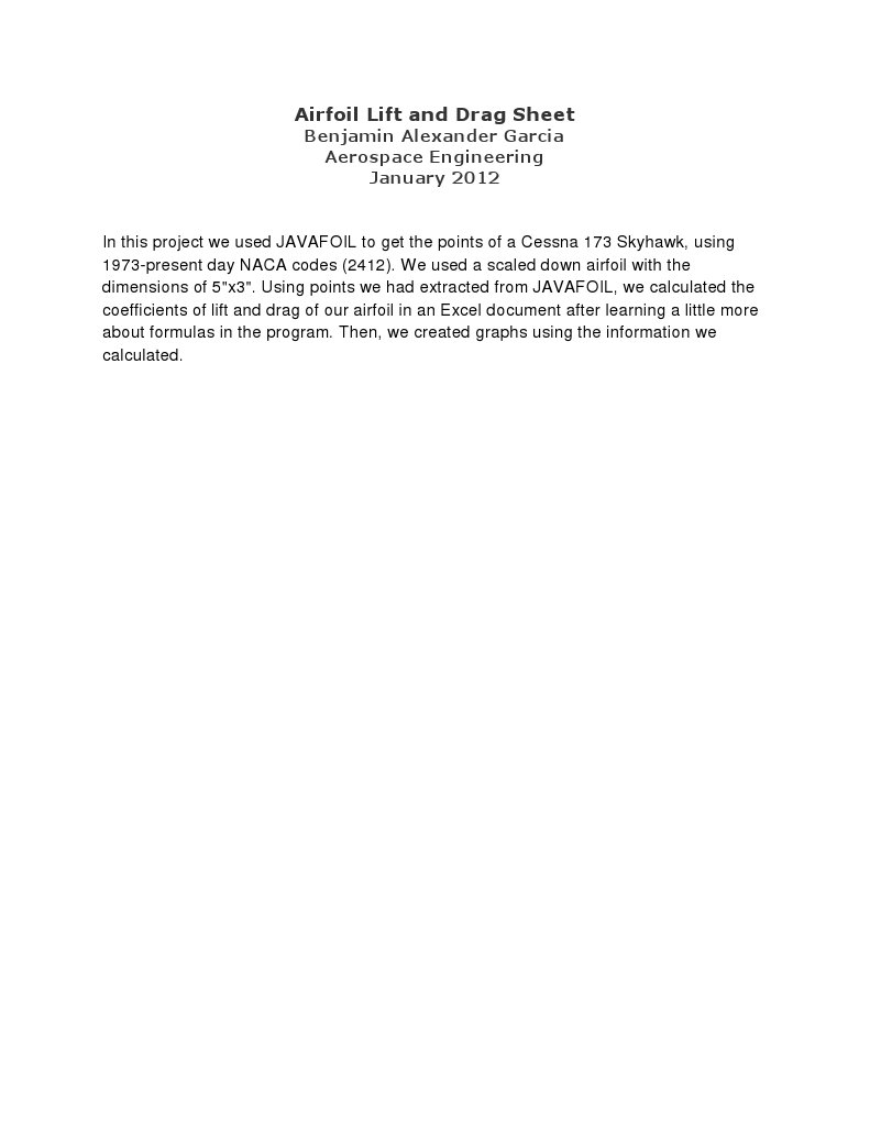 Cessna 173 Airfoil Lift and Drag Analysis | PDF