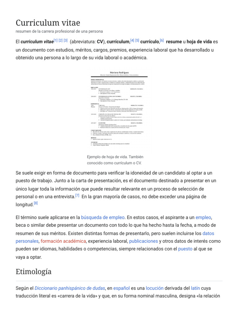 Significado de Curriculum Vitae | PDF | Lingüística