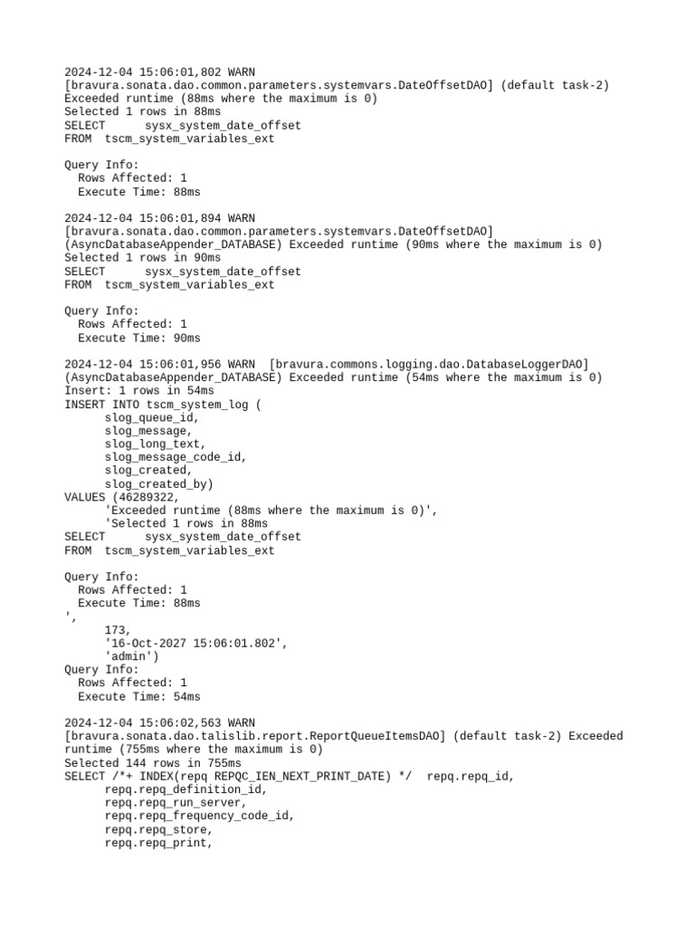 Database Query Runtime Warnings Log | PDF | Databases | Data Management
