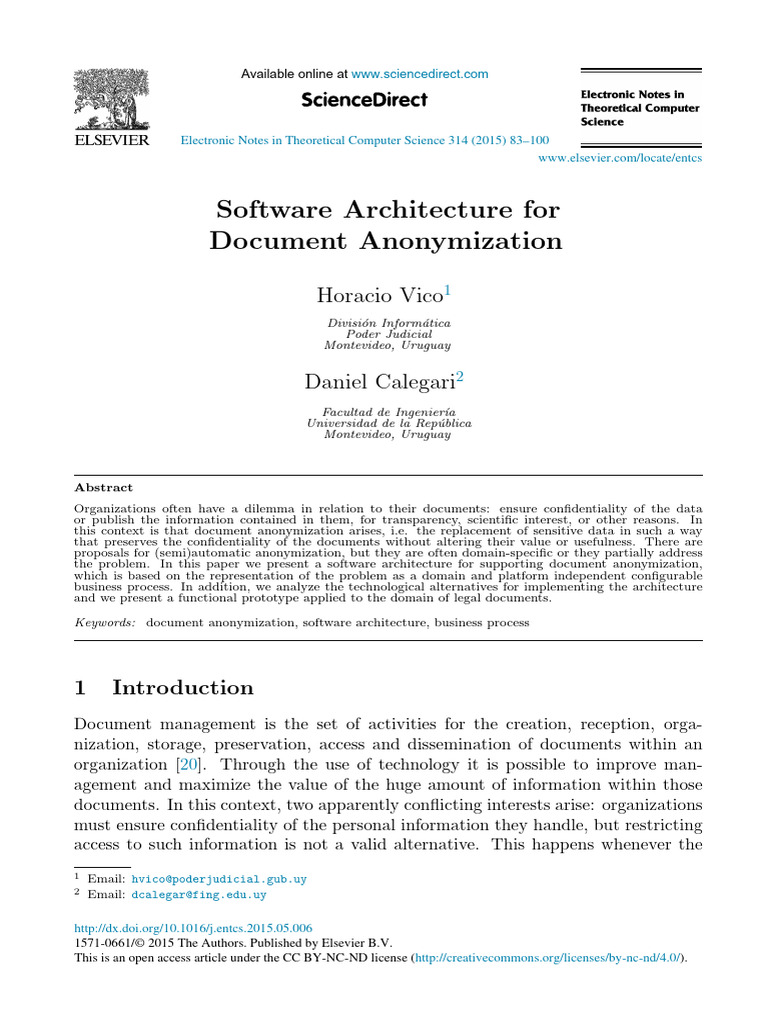 Software Architecture ForDocument Anonymization | PDF | System | Type I ...