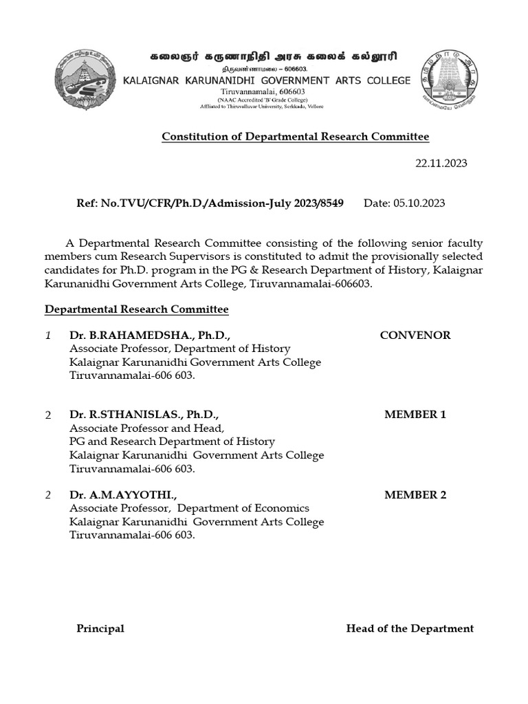 Departmental Research Committee for Ph.D. | PDF