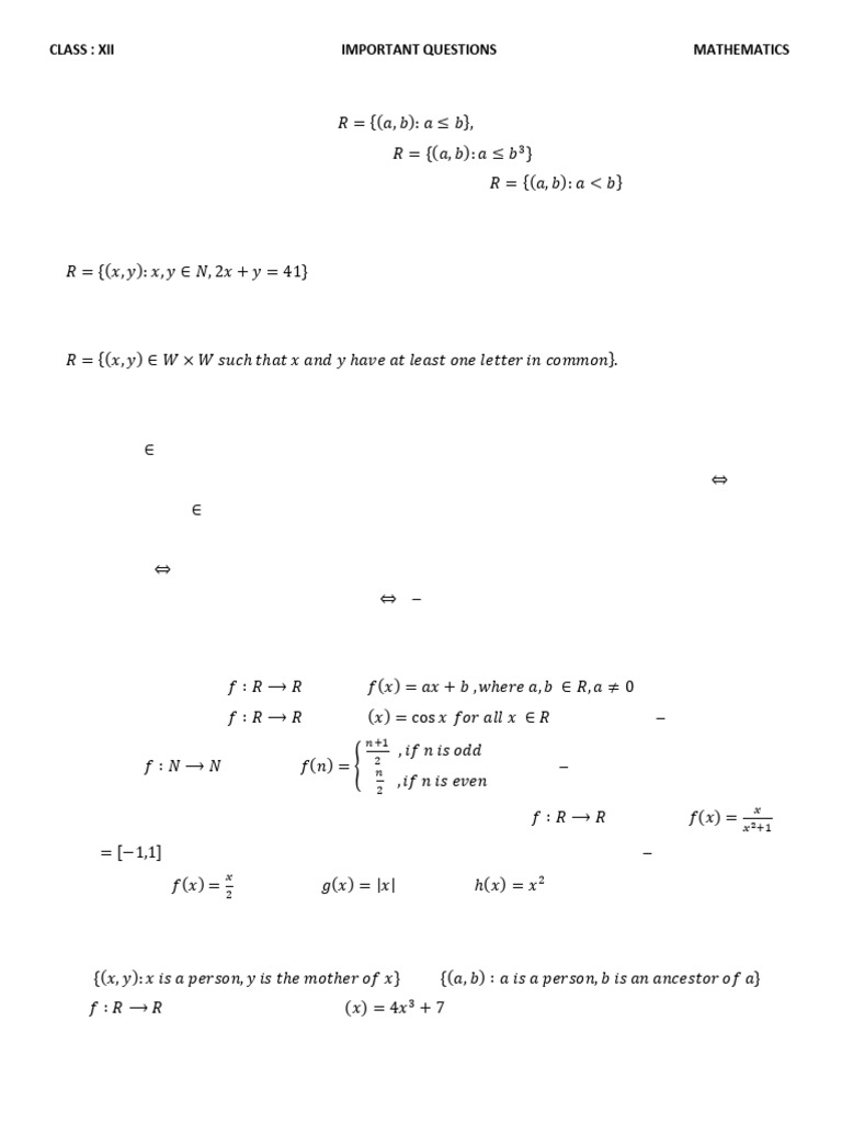 12th maths work sheet pdf mathematical relations mathematics