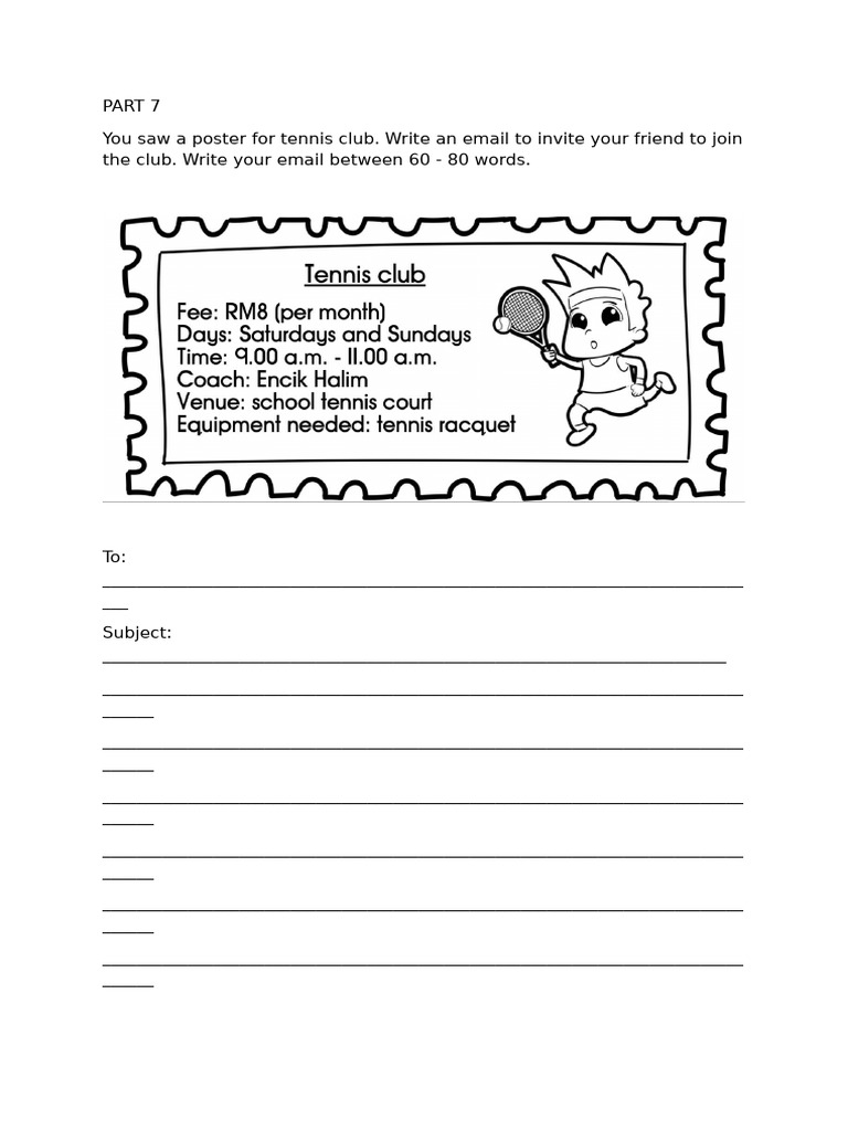 Tennis club invitation email pdf