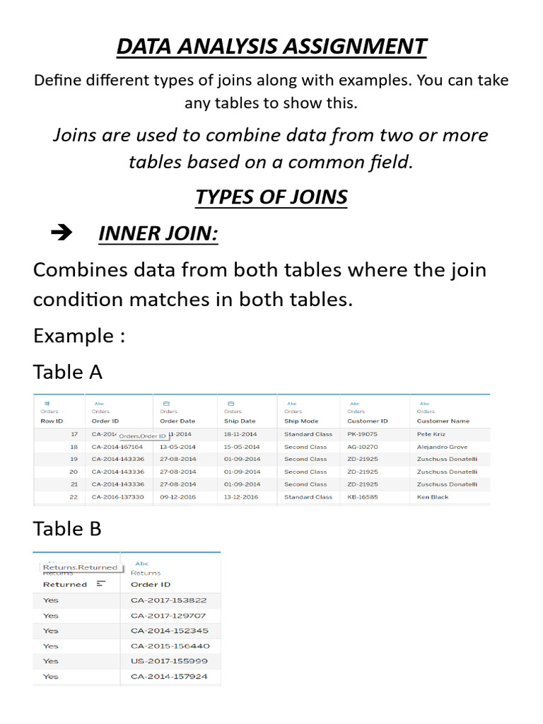 Types of Joins and Data Analysis in Tableau | PDF | Data Management