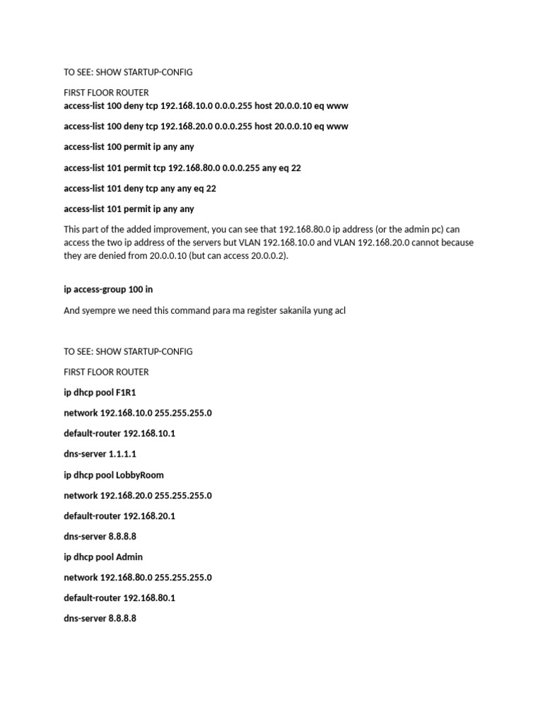 Router Configuration and Access Control | PDF | Computer Network | Ip ...